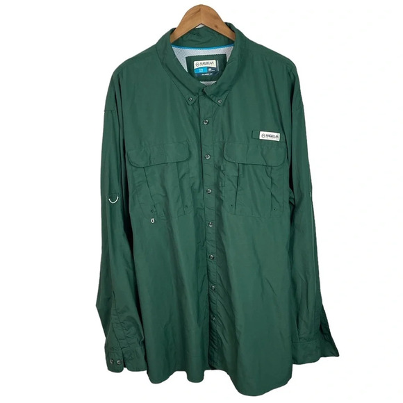 BF942 Mens Magellan Outdoors Relaxed Fit Moisture Wicking Fishing Shirt 4XL - Picture 1 of 5